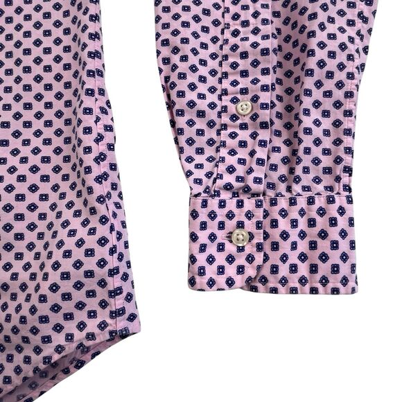 Polo Ralph Lauren Shirt Mens M Slim Fit Pink Geometric Floral Print Preppy - Picture 6 of 11